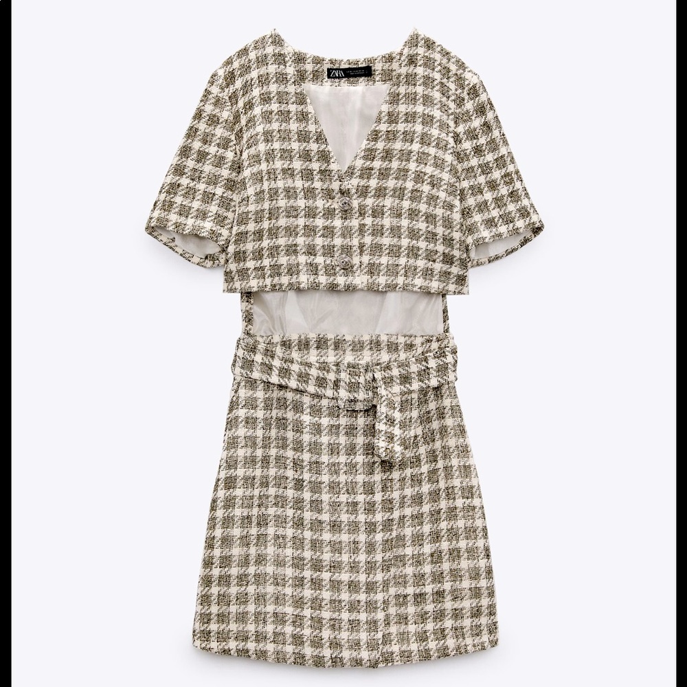 Mint condition Zara Cut Out Plaid Dress